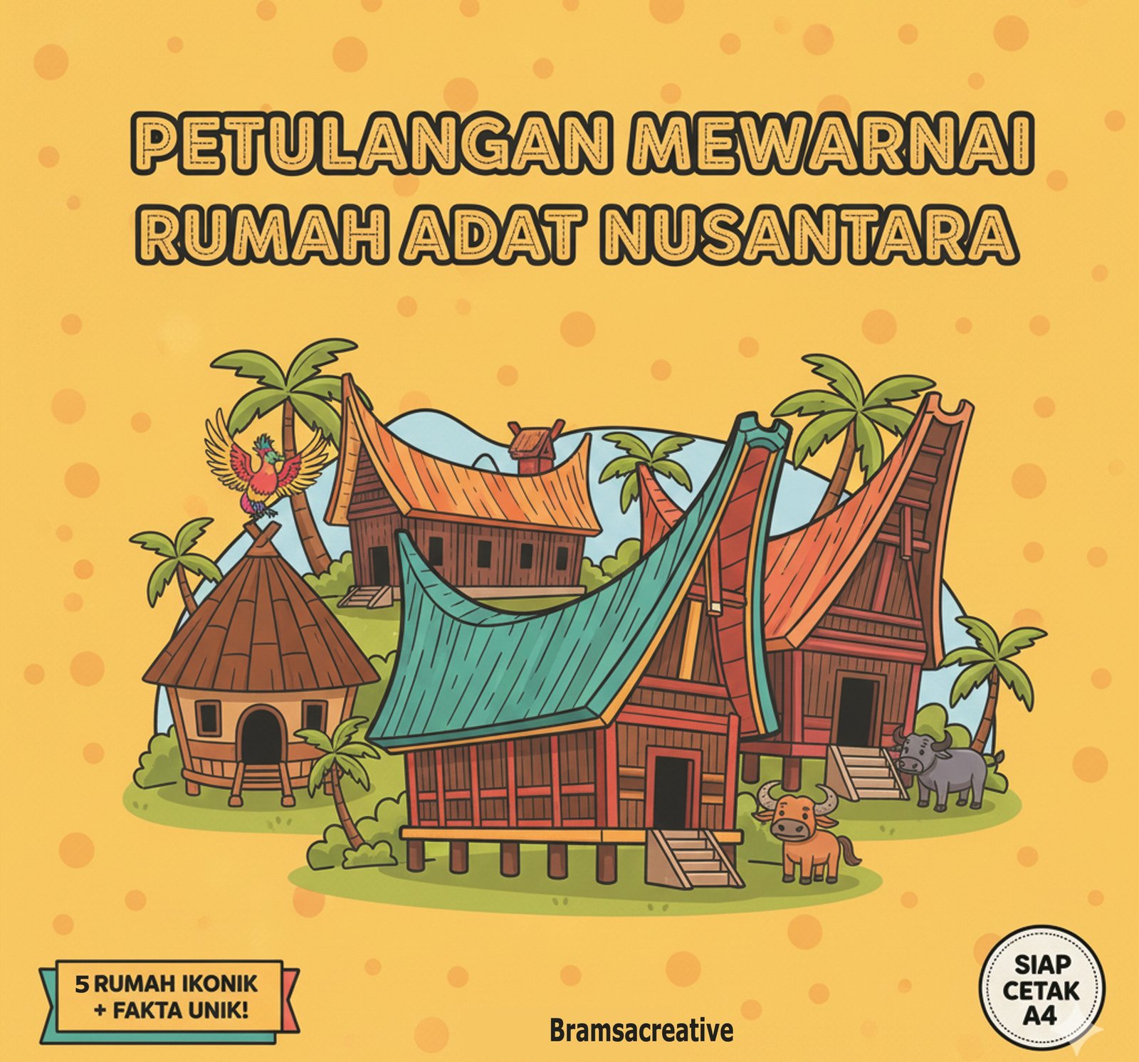 Petualangan Mewarnai: Jelajah Rumah Adat Nusantara (Ebook PDF)