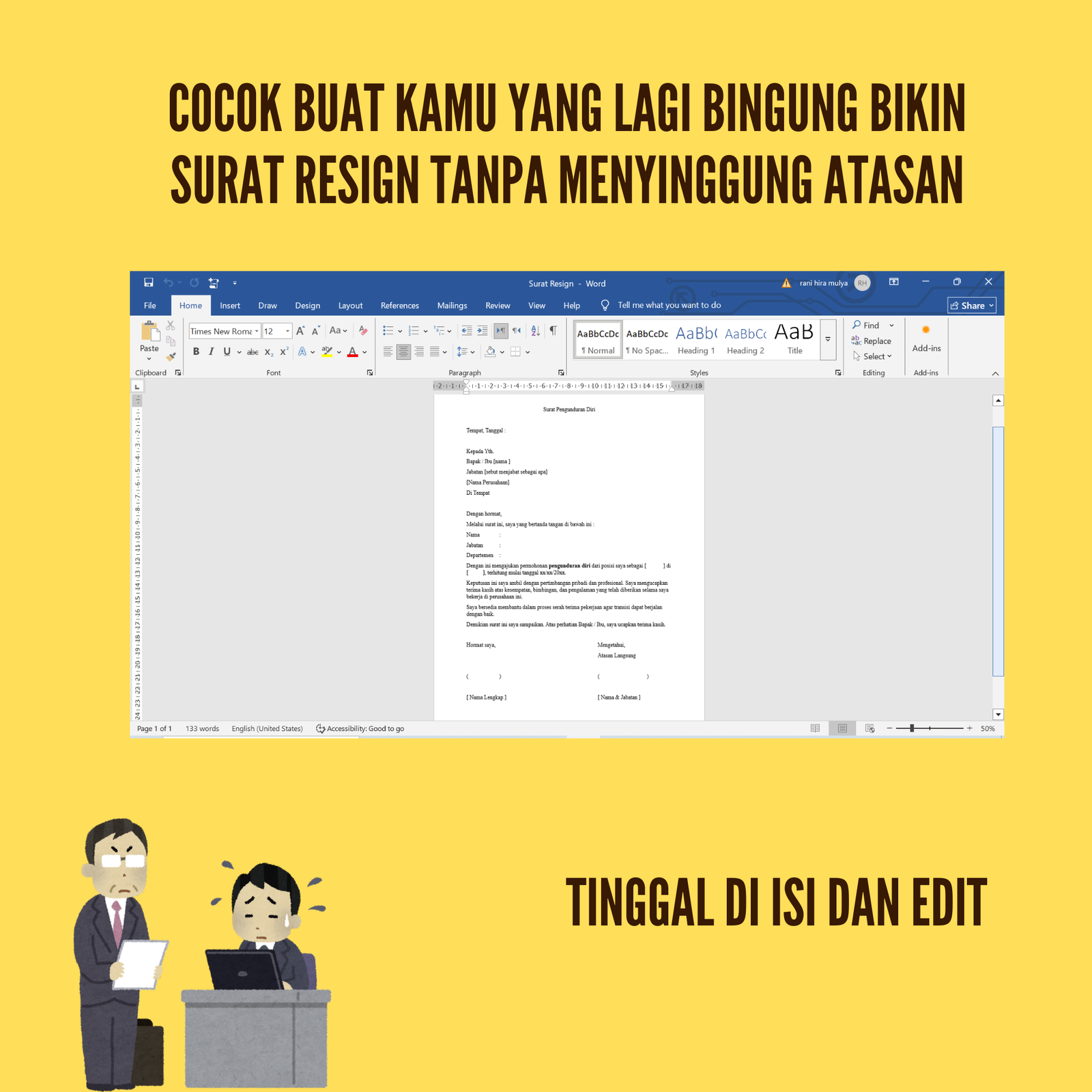 Template surat pengunduran diri (resign)