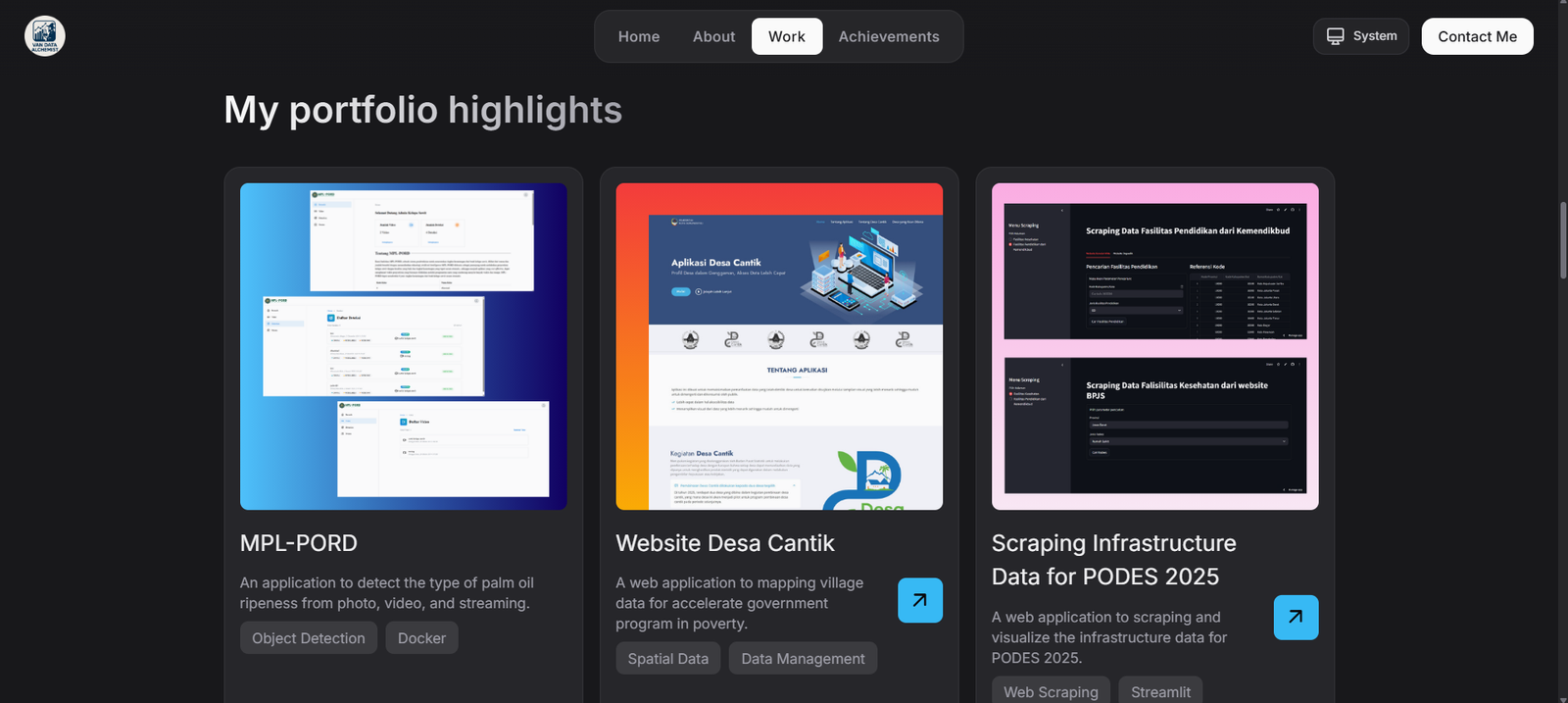 Template Web Portofolio Futuristik, Modern, dan Estetik