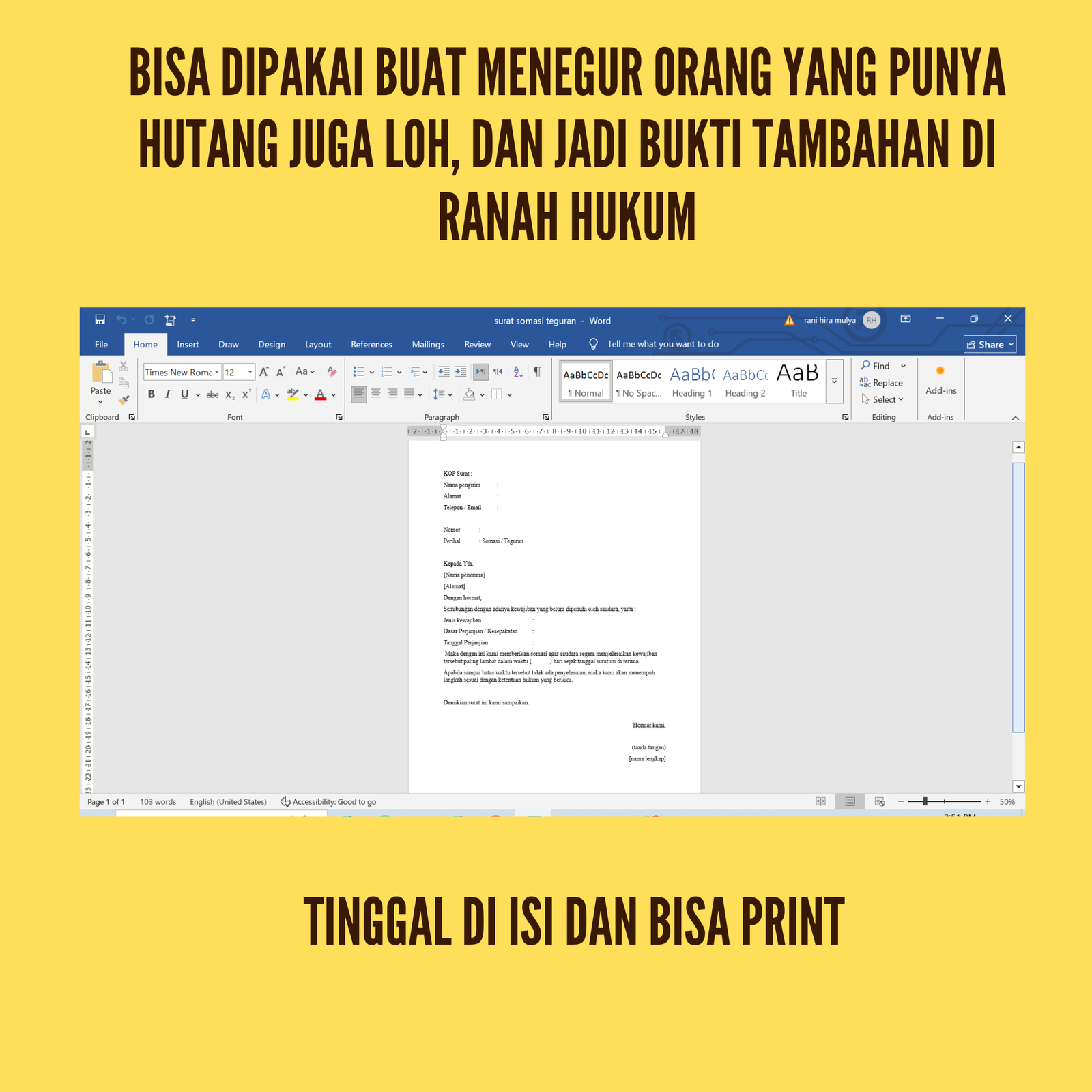 Template Somasi / teguran Profesional